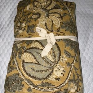 Pottery Barn KING floral gray brown mustard color cotton  Duvet